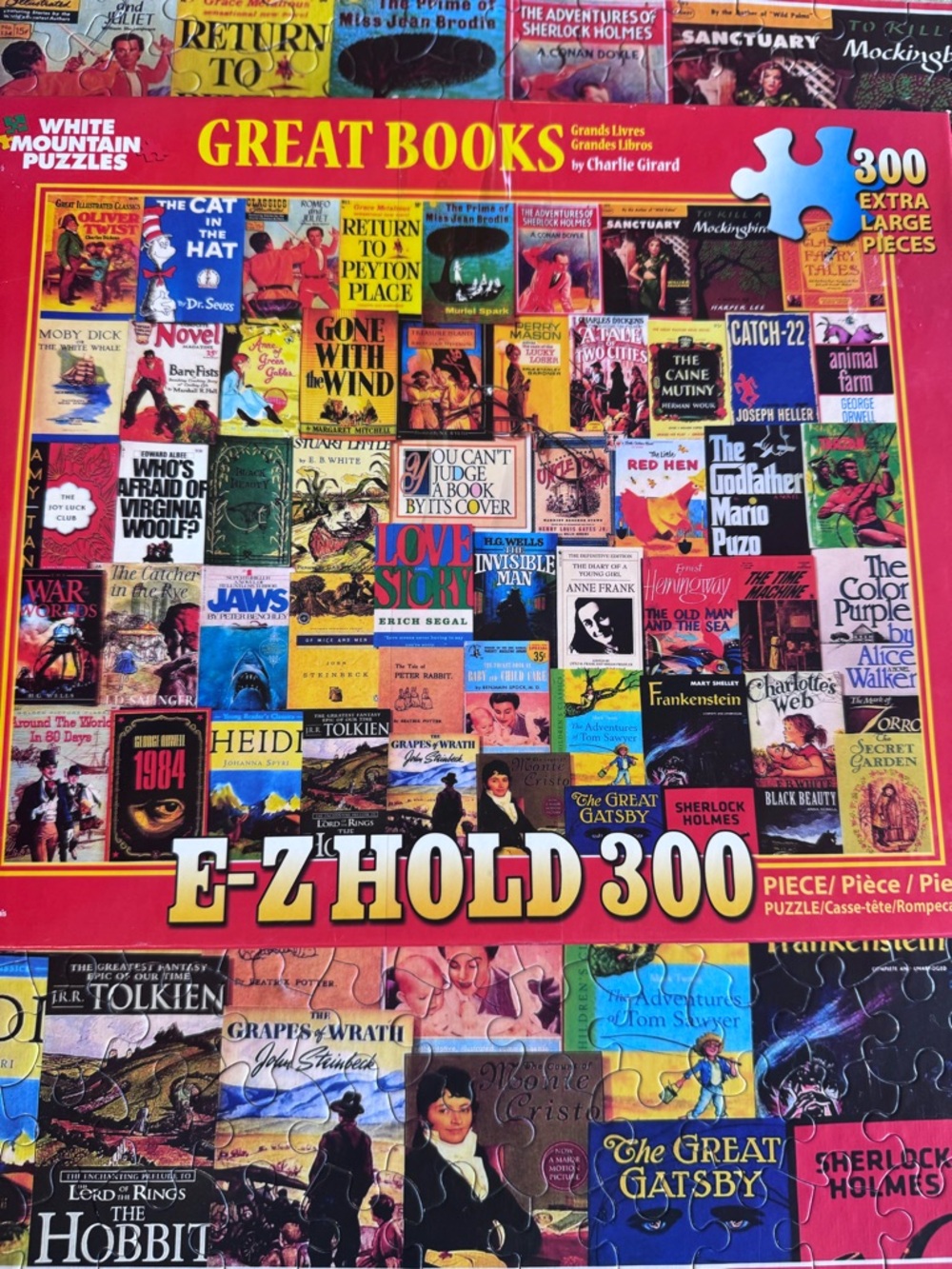 White Mountain Great books E-Z Hold 300 Book Cover Collage Puzzle